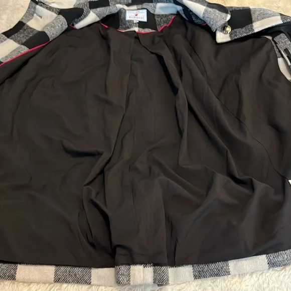 Draper James Eloquii Buffalo Plaid Large Checkered Cape Poncho Black White 14/16